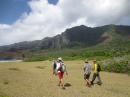 Hiking with Friends: Matthew, walking with Mark and Eileen of "Wavelength" and Dave and Rose of "Aussie Rules" on a hike near Anaho Bay, Nuka Hiva